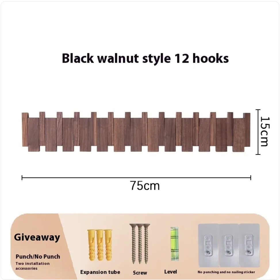 Wall-Mounted Solid Wood Clothes Hook.