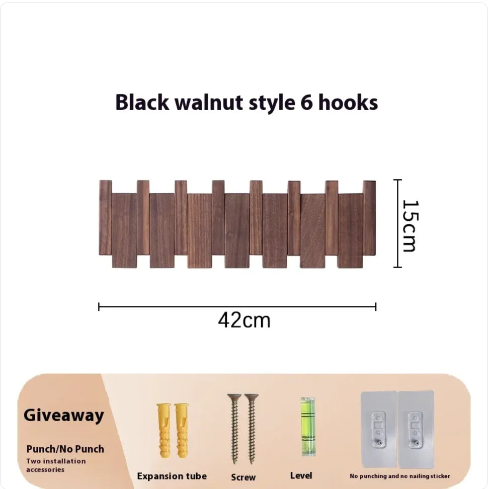 Wall-Mounted Solid Wood Clothes Hook.