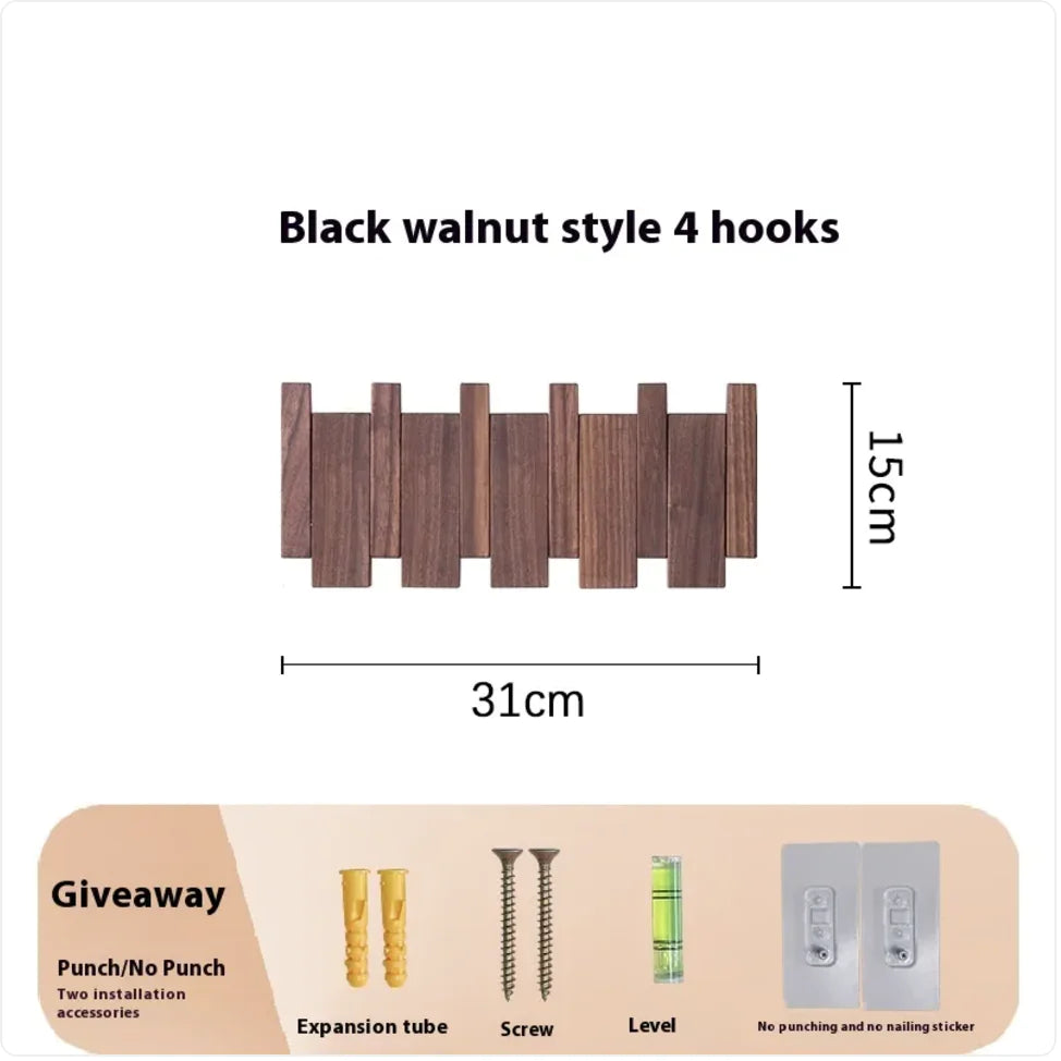 Wall-Mounted Solid Wood Clothes Hook.