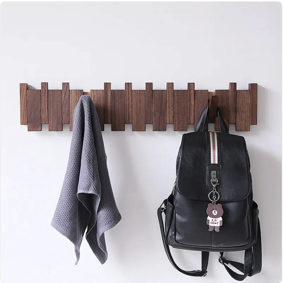 Wall-Mounted Solid Wood Clothes Hook.