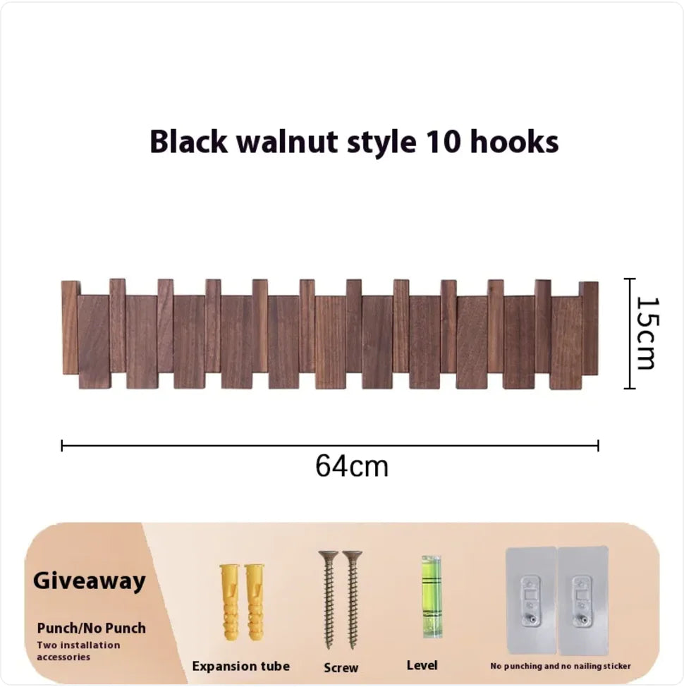 Wall-Mounted Solid Wood Clothes Hook.
