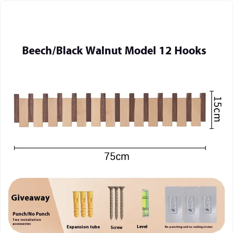 Wall-Mounted Solid Wood Clothes Hook.
