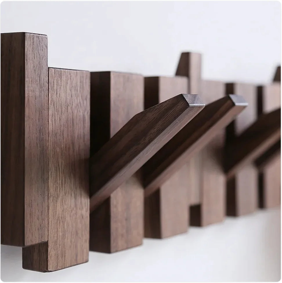Wall-Mounted Solid Wood Clothes Hook.