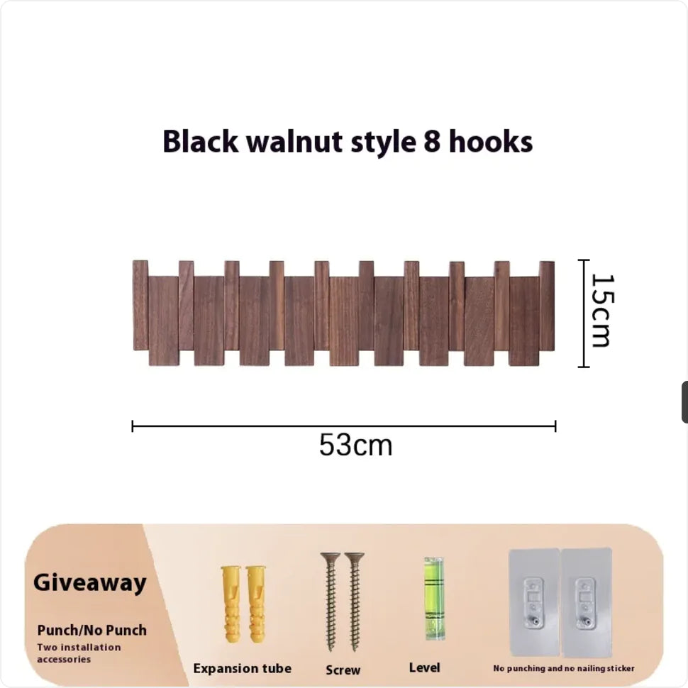 Wall-Mounted Solid Wood Clothes Hook.