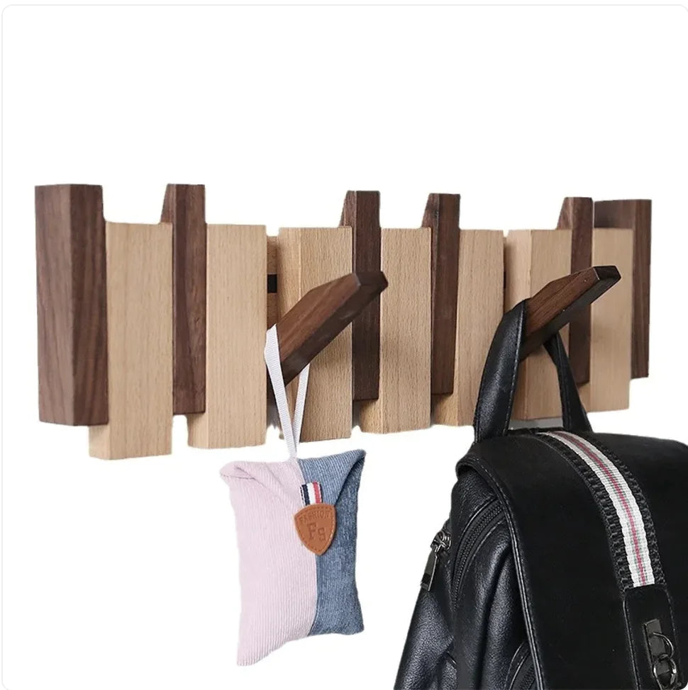 Wall-Mounted Solid Wood Clothes Hook.